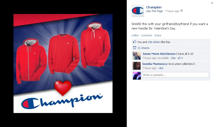 Champion social media post